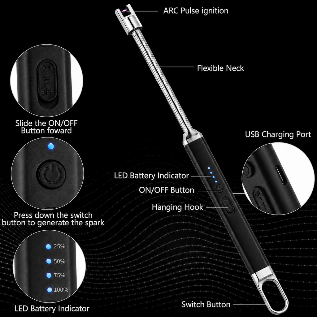 Electric Rechargeable Windproof Candle Lighter