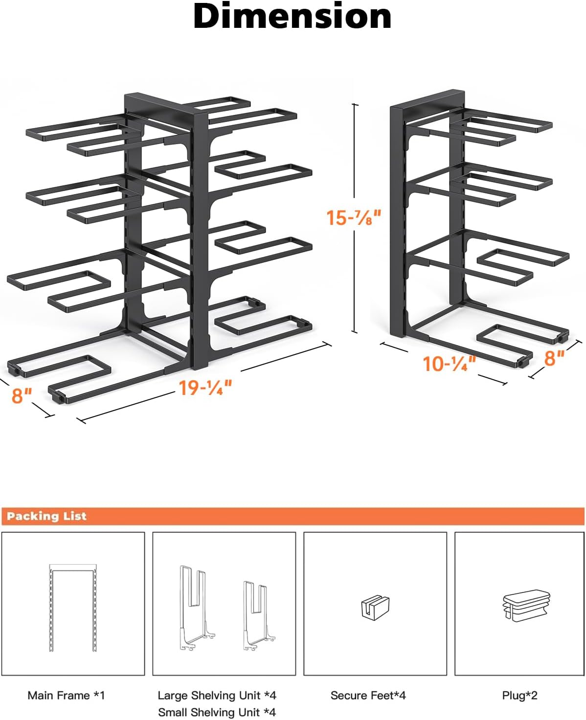 8-Tier Heavy Duty Pots and Pans Organizer