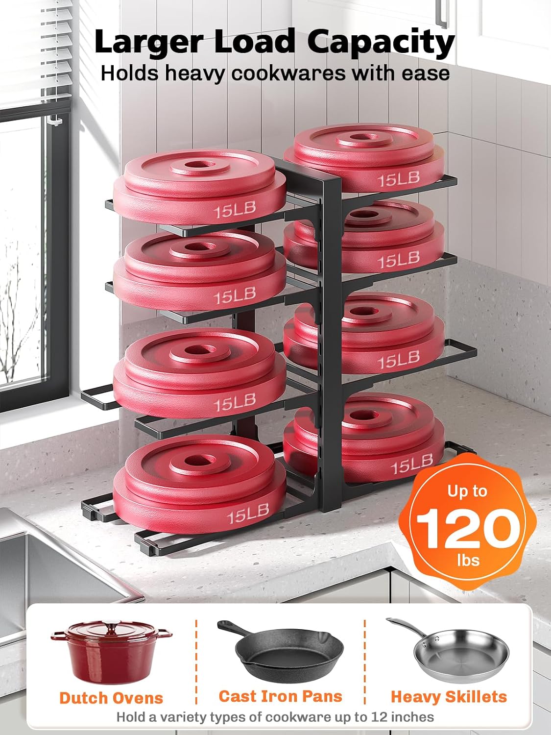 8-Tier Heavy Duty Pots and Pans Organizer