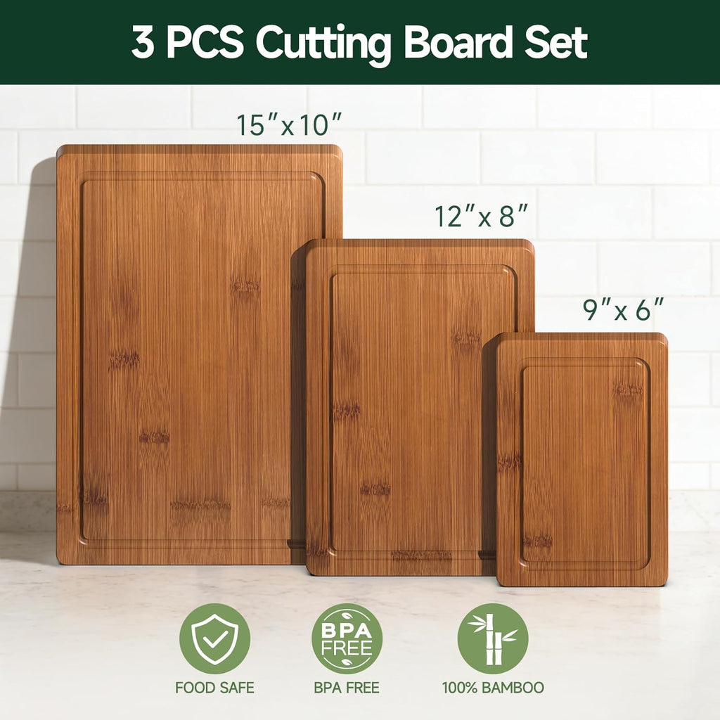3-Piece Crack-Resistant Wood Cutting Boards