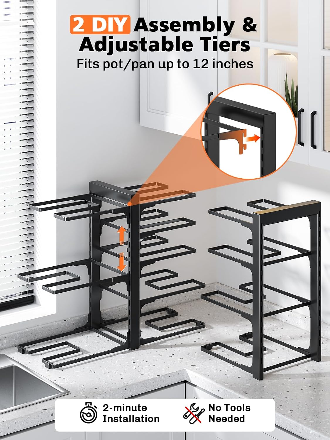 8-Tier Heavy Duty Pots and Pans Organizer