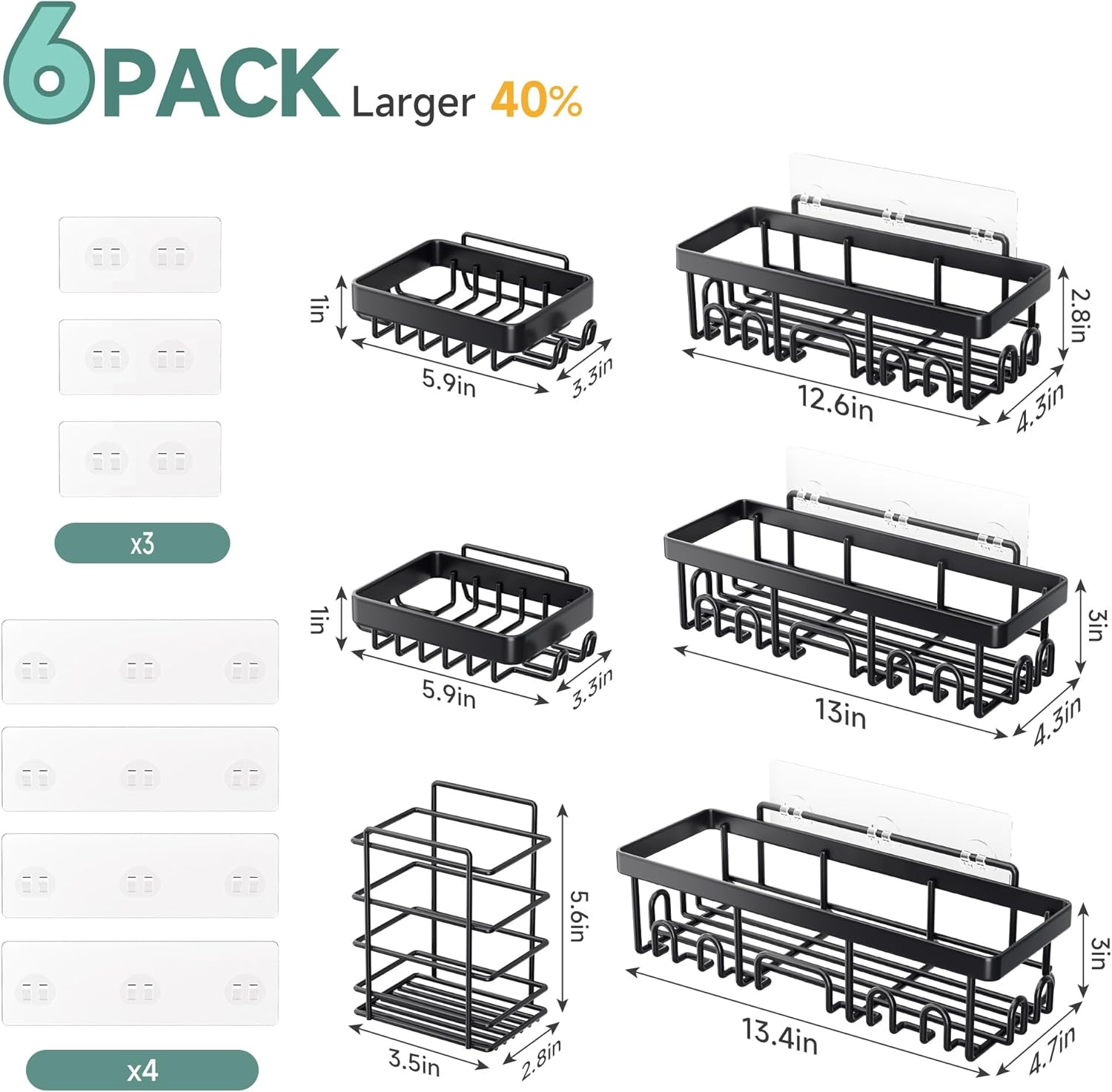 6-Pack Bathroom Organizers and Storage Shelves