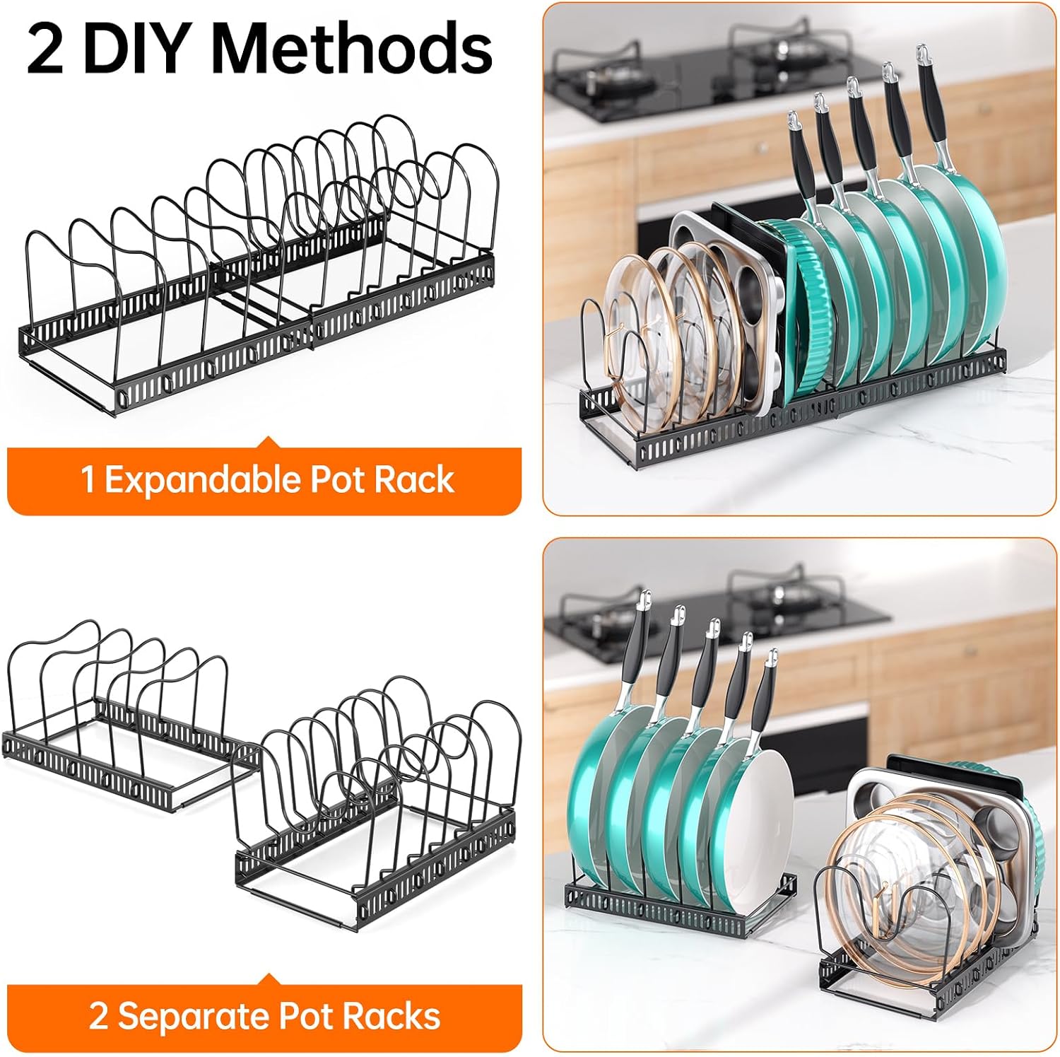Expandable Pot Pan Lid Cabinet Organizers