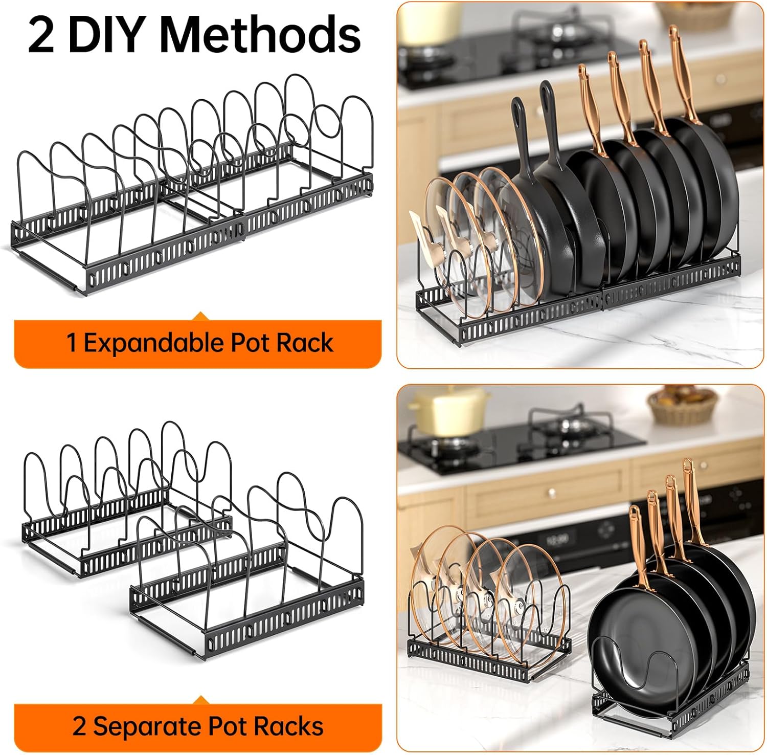 Expandable Pot Pan Lid Cabinet Organizers
