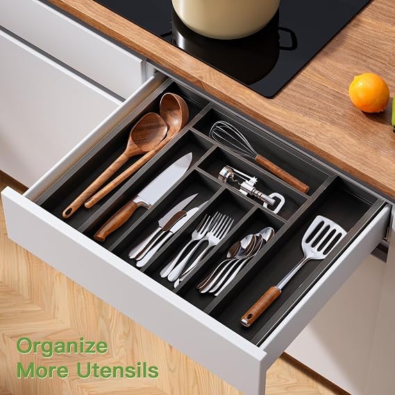 Bamboo Expandable Silverware Drawer Organizer