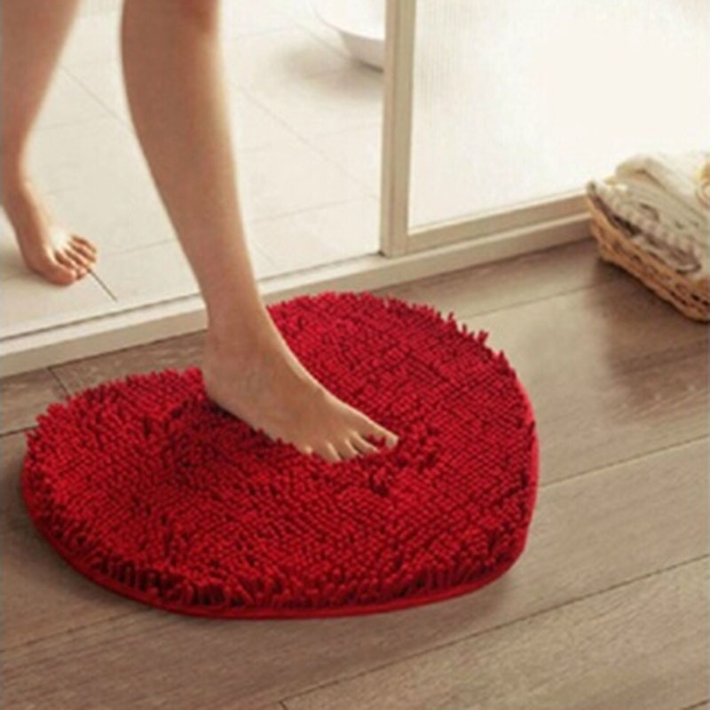 Fluffy Heart Shaped Rugs For Bathroom