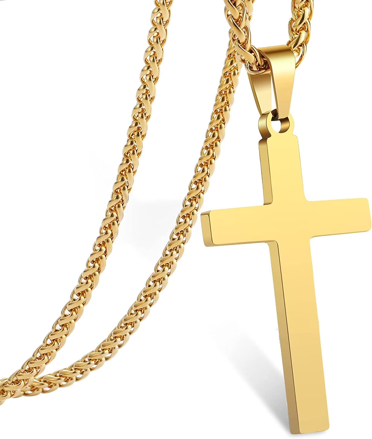 Gold Cross Necklaces for Men Boys Stainless Steel Cross Pendant Chain Catholic Religious Christian Birthday First Communion Confirmation Graduation Fathers Day Jewelry Gifts Teen Him Dad Kids - Image 12