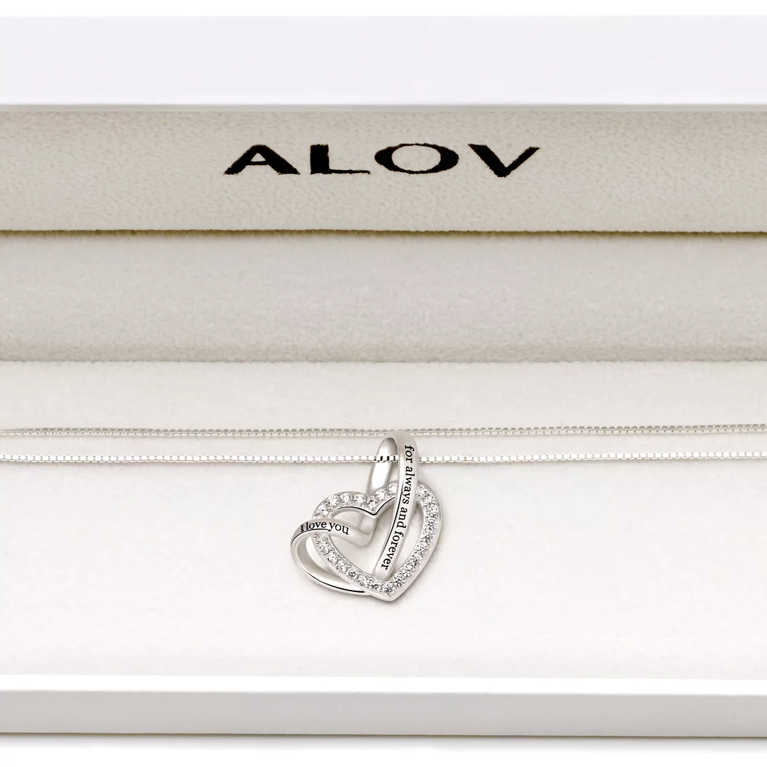 Jewelry Sterling Silver "I Love You for Always and Forever" Love Heart Cubic Zirconia Necklace - Image 4