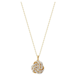 Brilliance Fine Women'S Love Knot 18K Gold Crystal Pendant and Earring Set
