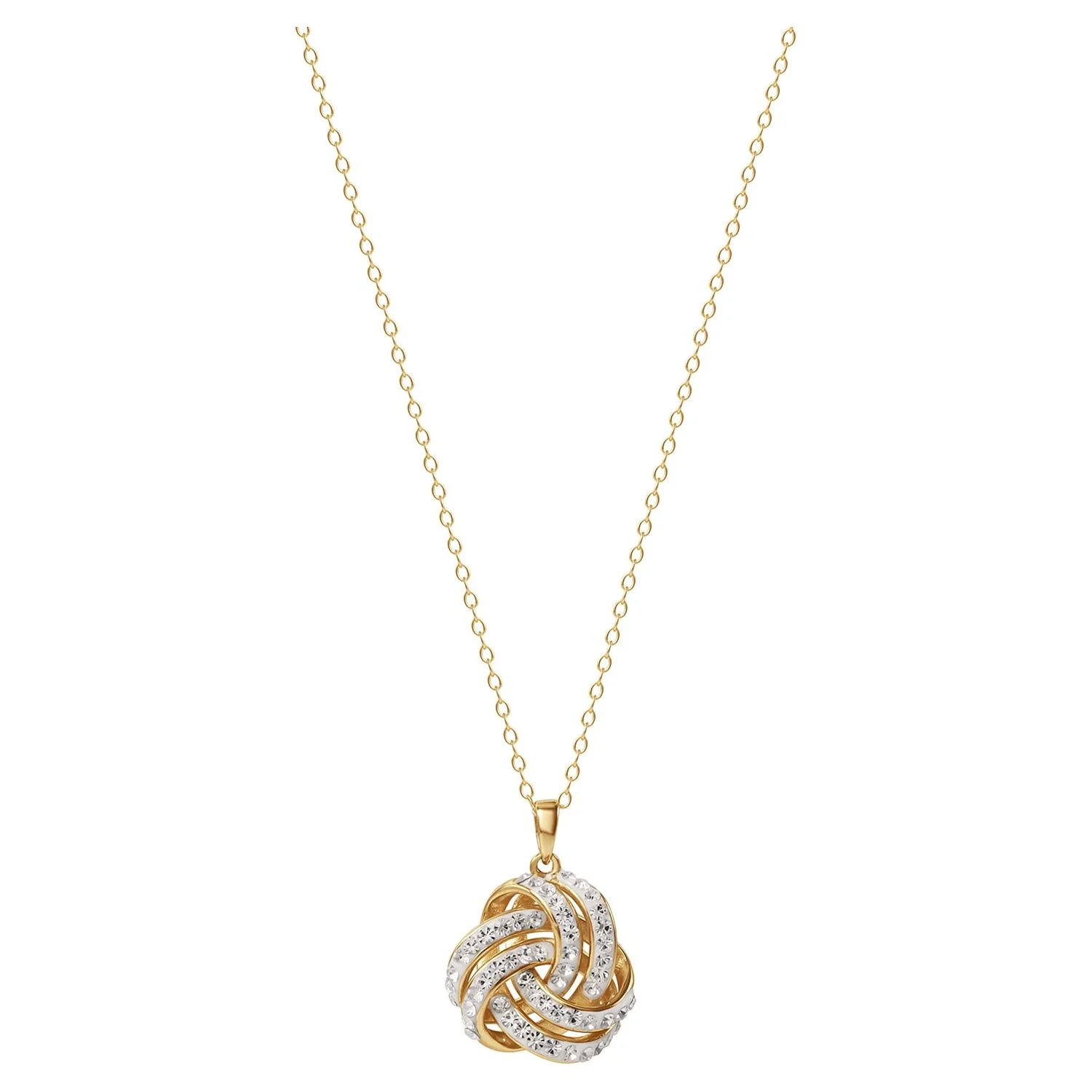 Brilliance Fine Women'S Love Knot 18K Gold Crystal Pendant and Earring Set - Image 5