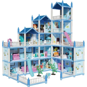 16 Rooms Huge Dollhouse, 24 in × 22 in × 24 in Doll House , Pretend Play Toy House for Girls, House Playset, Party Doll House
