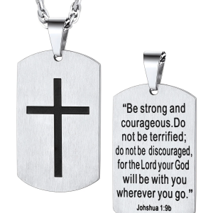 Men'S Black Cross Necklace Stainless Steel Dog Tag Necklace Christian Serenity Prayer Necklace Inspirational Jewelry Gift