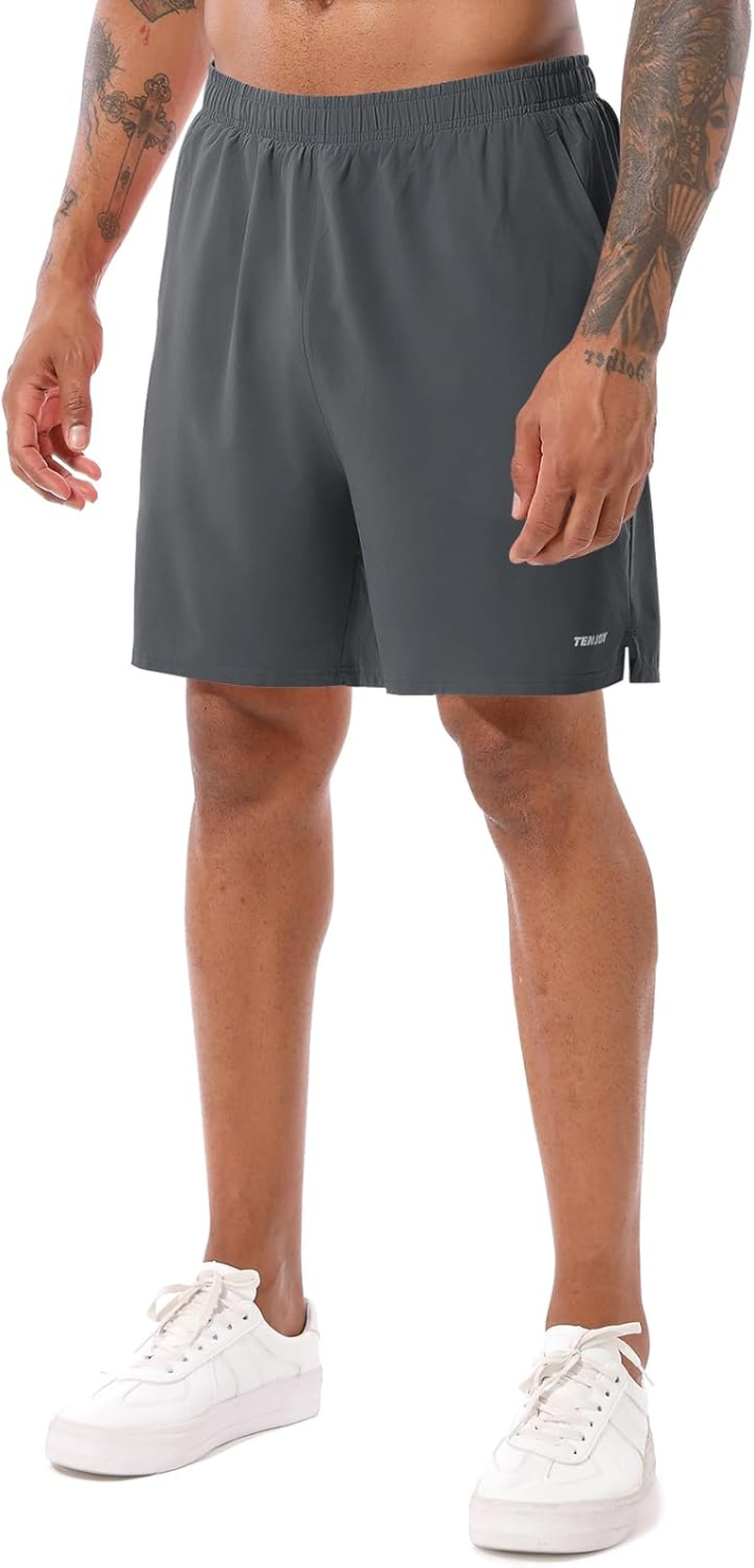 Men'S 2 in 1 Running Shorts 5 in or 7 in Quick Dry Gym Athletic Workout Shorts for Men with Phone Pockets - Image 2