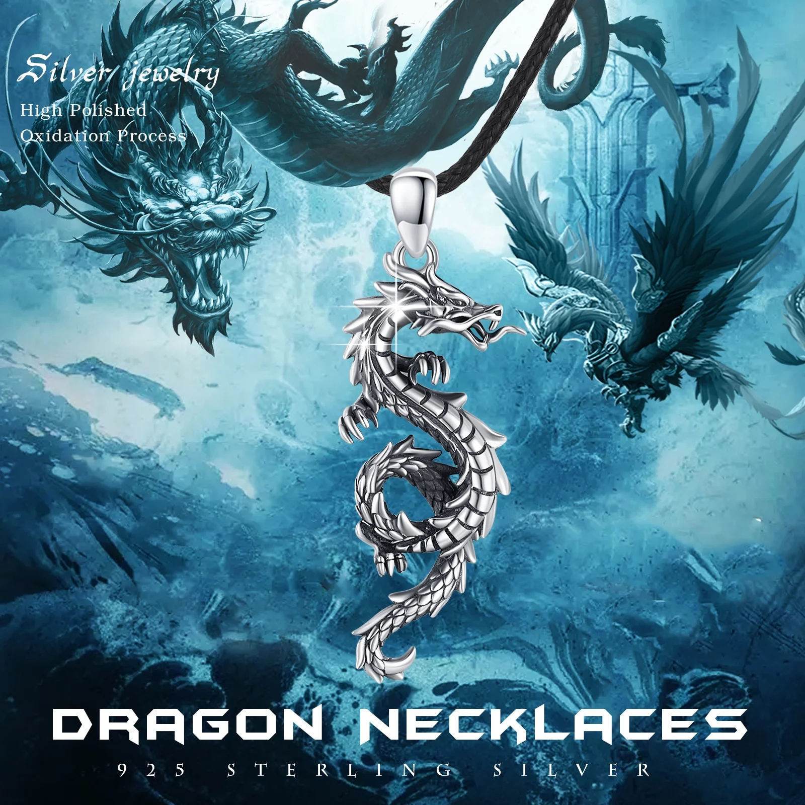 Dragon Necklace for Men 925 Sterling Silver Pendant Necklaces for Son Jewelry Birthday Gift - Image 7