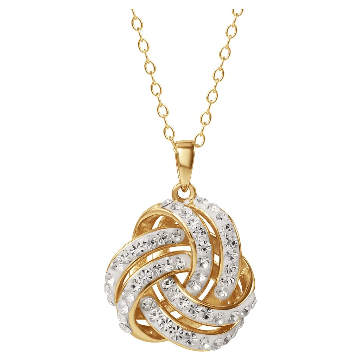 Brilliance Fine Women'S Love Knot 18K Gold Crystal Pendant and Earring Set - Image 3