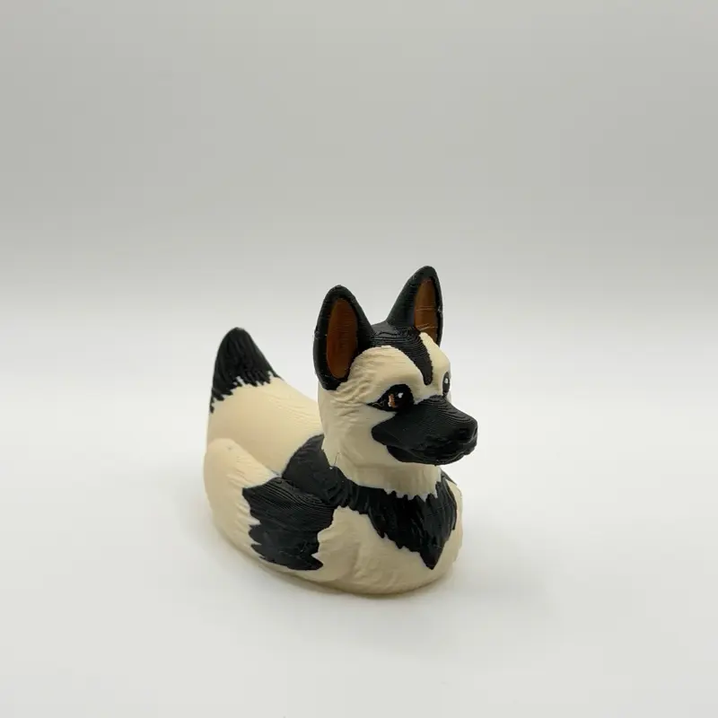 German Shepherd Dog Duck 3D Printed Shepherd Duck Figurine Cute Animal Mashup Gift Dog Lover Decor Desk Ornament 2.5" X 2.5" X 2.5" Matte Textured PLA Plastic Collectible